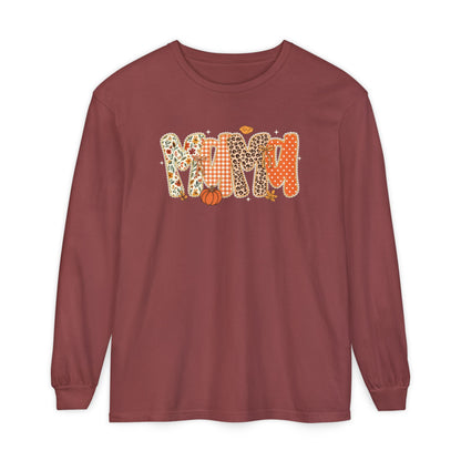 MAMA Autumn Pumpkin Graphic Long Sleeve Tee