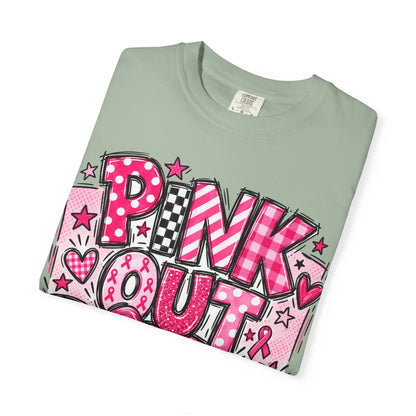 Pink Out Football Breast Cancer Awareness Graphic Tee