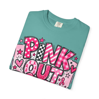 Pink Out Football Breast Cancer Awareness Graphic Tee