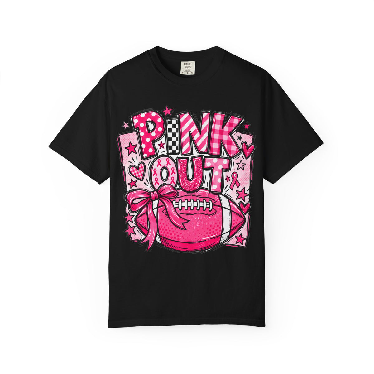 Pink Out Football Breast Cancer Awareness Graphic Tee