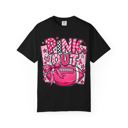 Pink Out Football Breast Cancer Awareness Graphic Tee