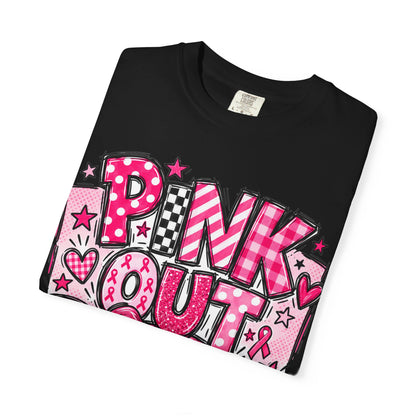 Pink Out Football Breast Cancer Awareness Graphic Tee