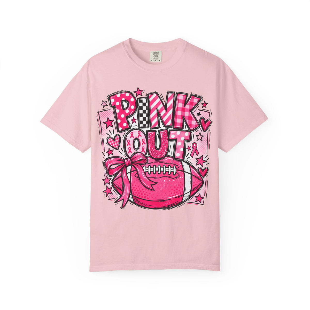 Pink Out Football Breast Cancer Awareness Graphic Tee