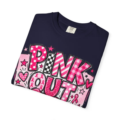 Pink Out Football Breast Cancer Awareness Graphic Tee