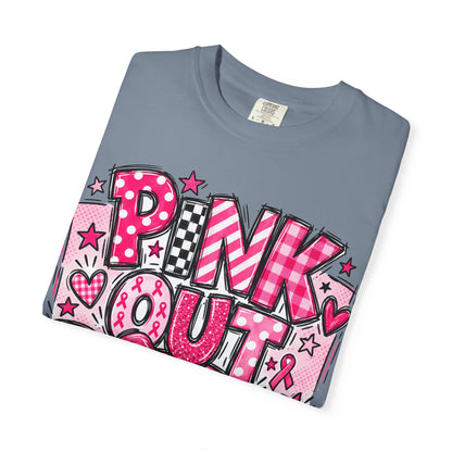 Pink Out Football Breast Cancer Awareness Graphic Tee
