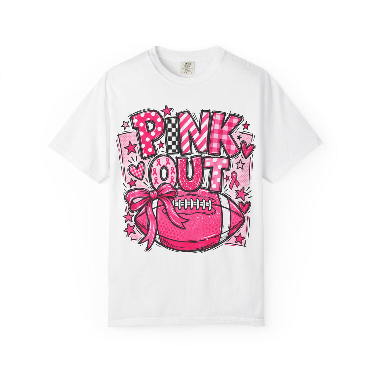 Pink Out Football Breast Cancer Awareness Graphic Tee