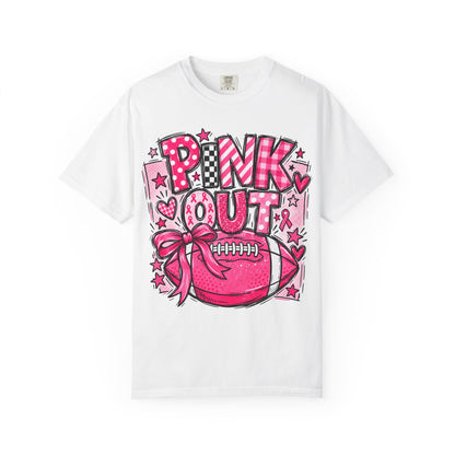 Pink Out Football Breast Cancer Awareness Graphic Tee