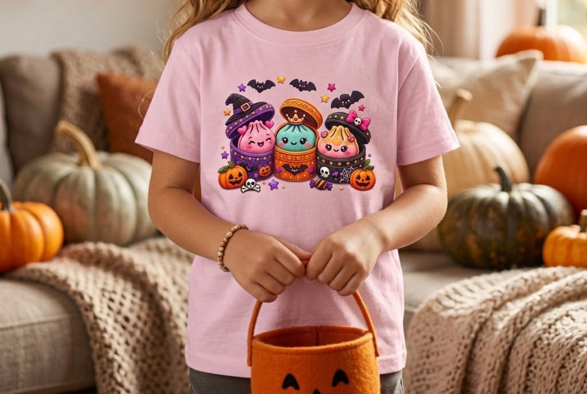 3D LOOKING Cute Squishy Halloween Friends Kids Tee