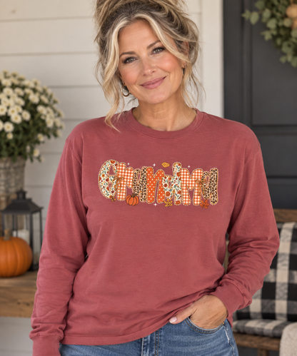 GRANDMA Autumn Pumpkin Graphic Long Sleeve Tee
