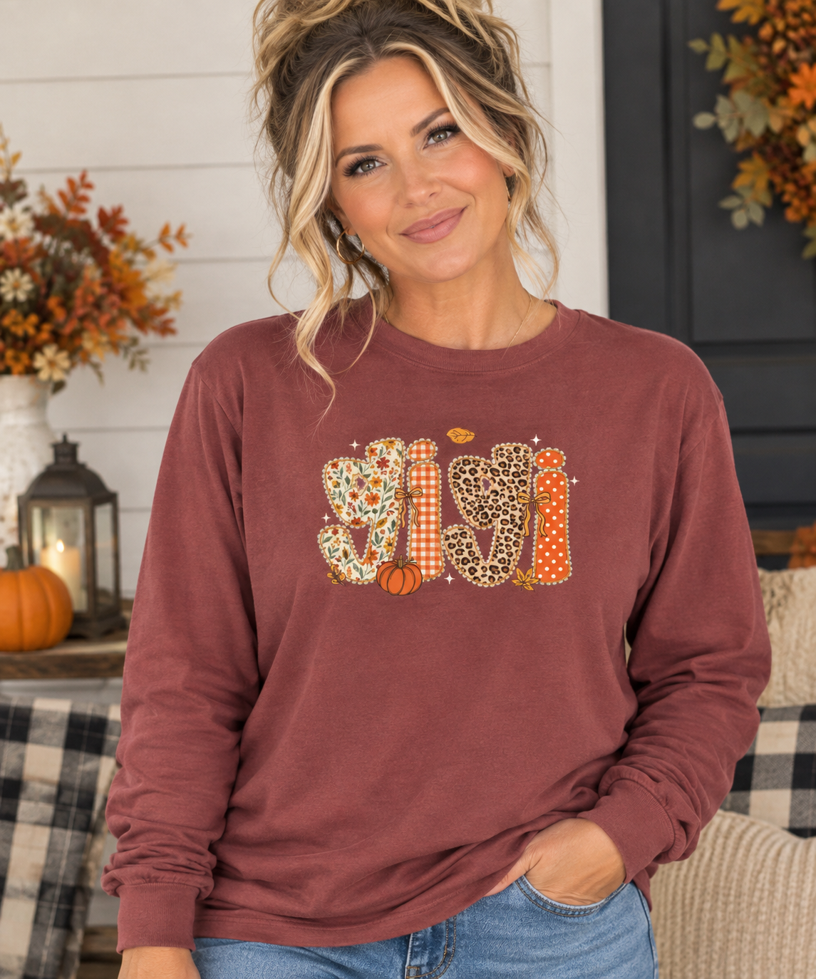 GIGI Autumn Pumpkin Graphic Long Sleeve Tee