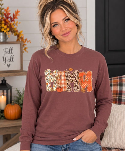 MAMA Autumn Pumpkin Graphic Long Sleeve Tee